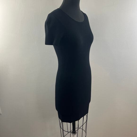 THEORY Andreeza Enchanted Black Bodycon Dress Rib Knit Round Neck Pullover Sz P - Picture 6 of 11